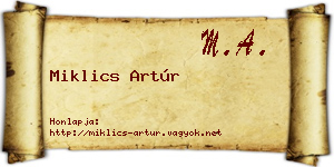 Miklics Artúr névjegykártya